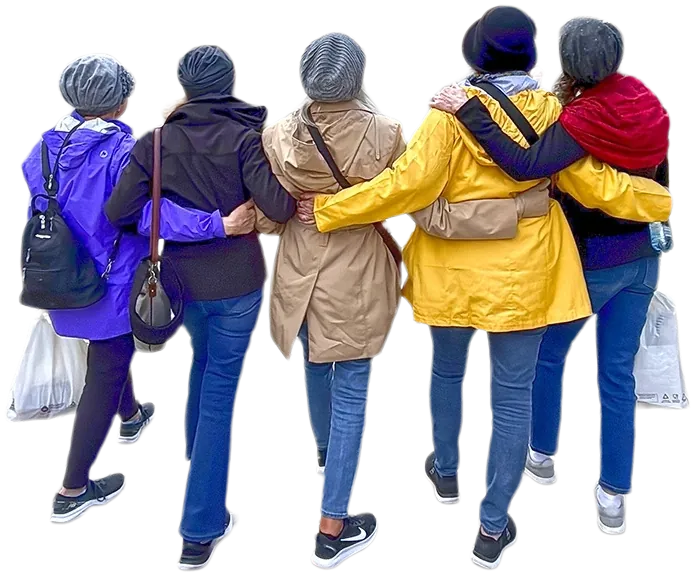 WTT travelers with arms around each other
